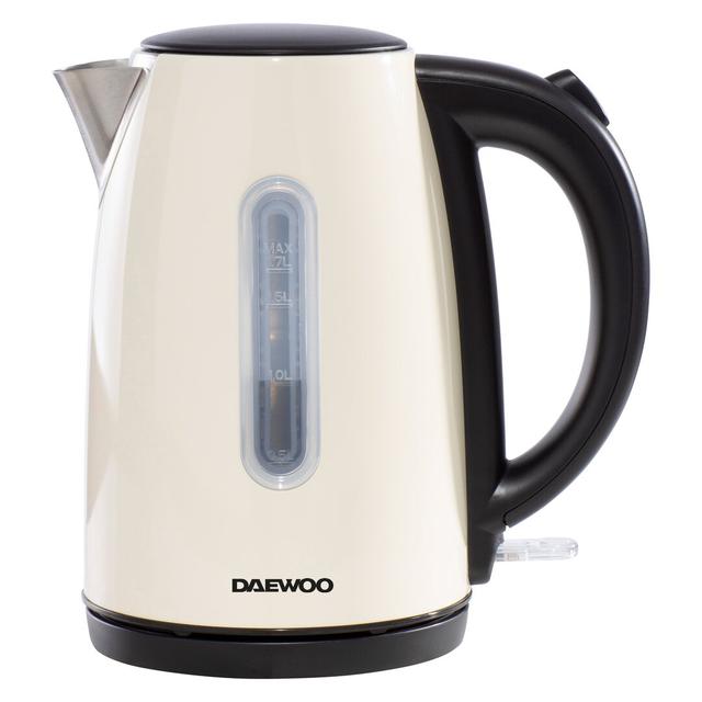 Daewoo 1.7L Stainless Steel Electric Tea Kettle Daewoo Colour: Cream/Black on Productcaster.