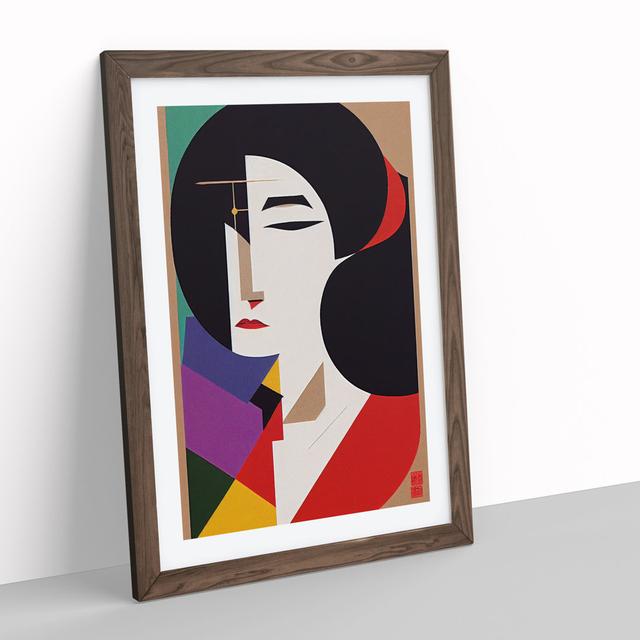 Sublime Abstract Geisha - Picture Frame Graphic Art George Oliver Size: 64cm H x 46cm W x 2cm D, Frame Colour: Walnut Framed on Productcaster.