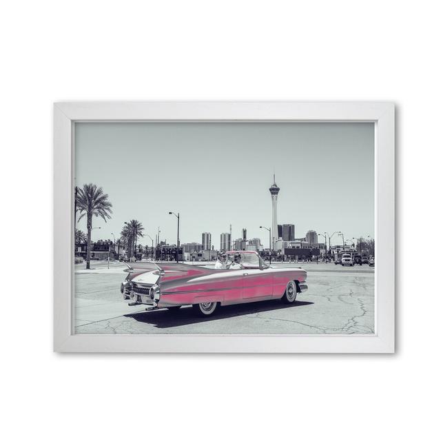 Retro Pink Car - Photograph Print on Paper East Urban Home Format: White Grain Frame, Size: 85 cm H x 60 cm W x 5 cm D on Productcaster.