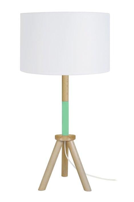 Rosalyn Metal Tripod Lamp Norden Home Base Colour: Wood/Green, Shade Colour: White on Productcaster.