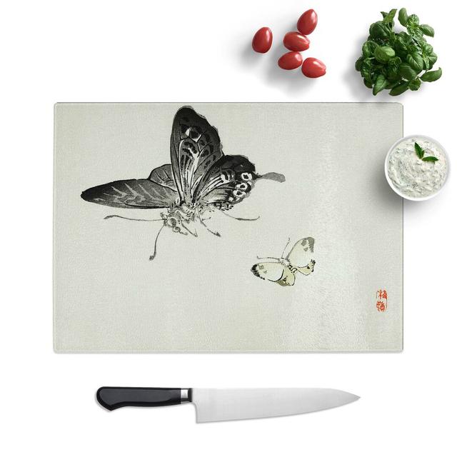 Tempered Glass Butterflies Chopping Board East Urban Home Size: 39 cm W x 28.5 cm L on Productcaster.