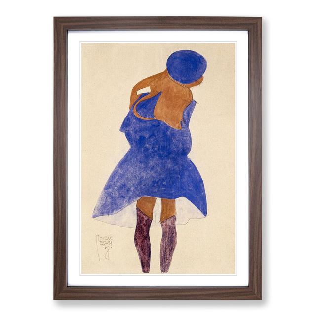 Girl in Blue by Egon Schiele - Picture Frame Painting East Urban Home Frame Option: Walnut Framed, Size: 65cm H x 48cm W x 2cm D on Productcaster.