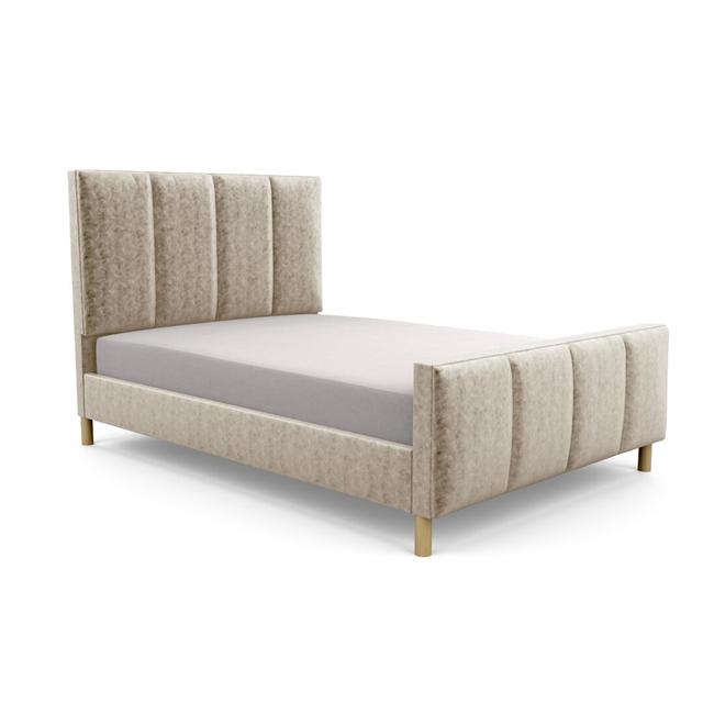 Middletown Upholstered Bed Frame Brayden Studio Size: Kingsize (5'), Upholstery Material: Crushed Velvet, Upholstery Colour: Cream on Productcaster.