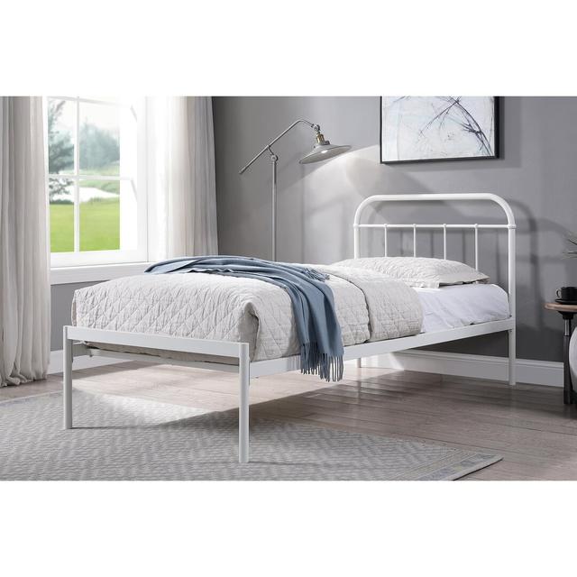 Cofield Bed Frame Zipcode Design Size: Single (3'), Colour: White, Mattress Type: Open Coil on Productcaster.