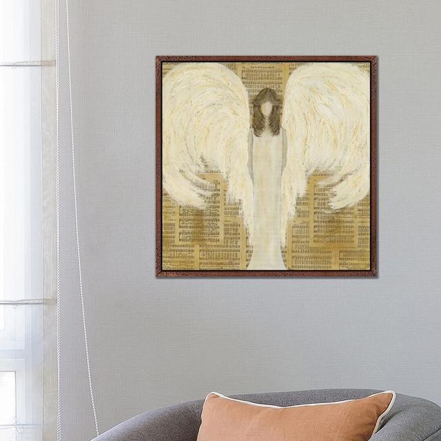 Musical Angel-Canvas Maturi Size: 66.04cm H x 66.04cm W x 3.81cm D, Format: Classic Brown Wood Framed on Productcaster.