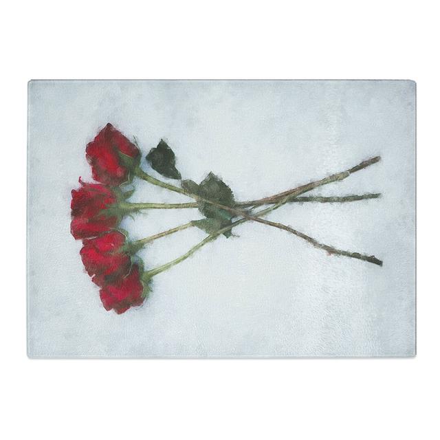 Tempered Glass Bunch of Red Roses Chopping Board East Urban Home Size: 20 cm x 28.5 cm on Productcaster.