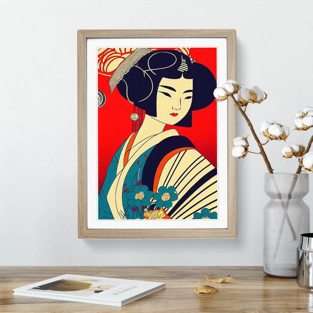 XC1022-3691X Profile Of A Geisha No.1 - Wrapped Canvas Graphic Art Marlow Home Co. Size: 34cm H x 25cm W x 3cm D, Format: Oak Framed on Productcaster.