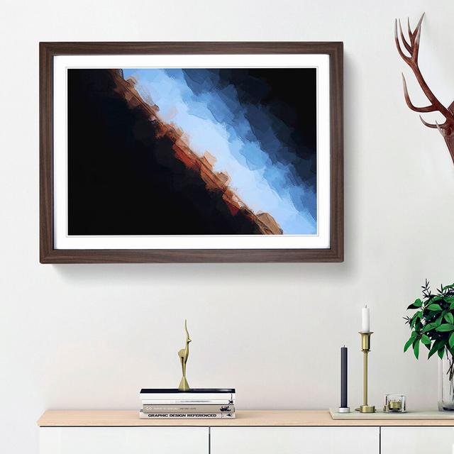 Horizon in Orange & Blue in Abstract - Picture Frame Graphic Art Print East Urban Home Frame Option: Walnut Framed, Size: 62cm H x 87cm W x 2cm D on Productcaster.