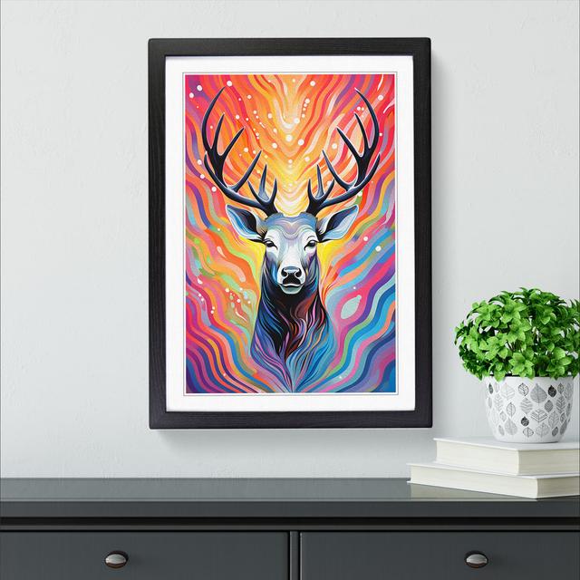 Stag Op - Single Picture Frame Art Prints on Wood Alpen Home Frame Colour: Black, Size: 46cm H x 34cm W x 2cm D on Productcaster.