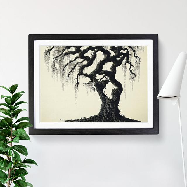 Japanese Weeping Willow Tree - Picture Frame Graphic Art Marlow Home Co. Frame Colour: Black Framed, Size: 46cm H x 64cm W x 2cm D on Productcaster.