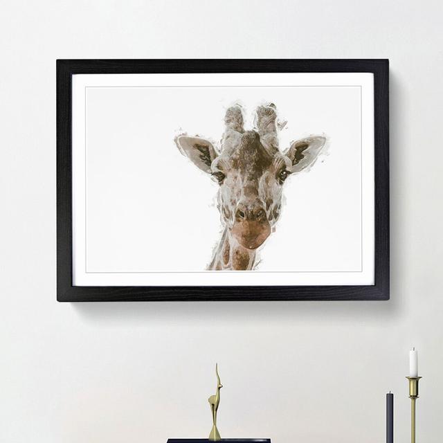 Curious Giraffe in Abstract - Picture Frame Graphic Art Print East Urban Home Size: 36cm H x 48cm W x 2cm D, Frame Option: Black Framed on Productcaster.