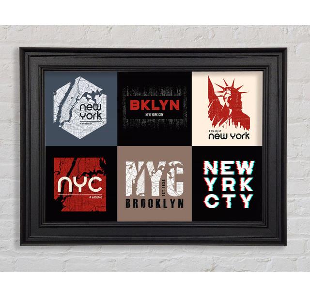 New York Signs Framed Print Wall Art Happy Larry Size: 29.7cm H x 42cm W x 8cm D, Format: Galway Black Framed Paper on Productcaster.