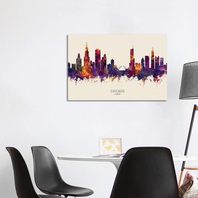 Chicago Illinois Skyline Red Beige by Michael Tompsett - Wrapped Canvas Print Metro Lane Size: 66.04cm H x 101.6cm W x 3.81cm D on Productcaster.