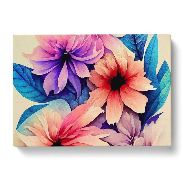 Peaceful Watercolour Flowers - Wrapped Canvas Graphic Art ClassicLiving Size: 40cm H x 60cm W x 3cm D on Productcaster.