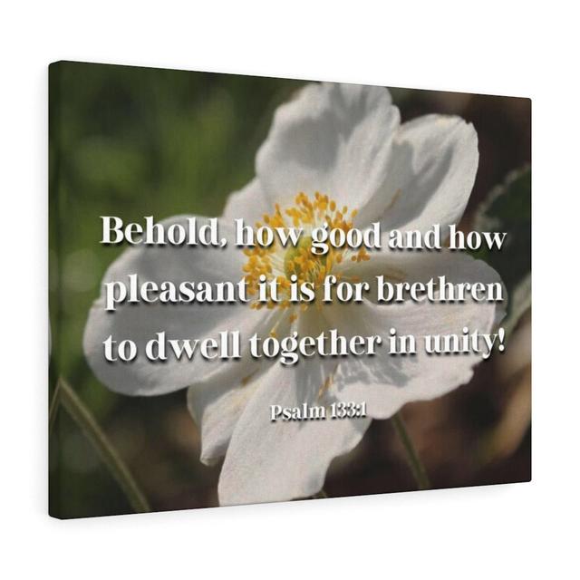 Dwell Together in Unity Psalm 13:31 - Wrapped Canvas Typography Blue Elephant Size: 28cm H x 36cm W on Productcaster.