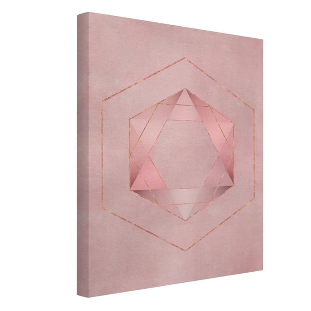 Geometry in Pink and Gold I by Andrea Haase - Wrapped Canvas Graphic Art Print Canora Grey Format: Recycled Canvas, Size: 80cm H x 60cm W on Productcaster.