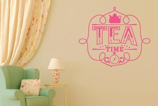 It's Tea Time Wall Sticker East Urban Home Size: Medium, Colour: Pink on Productcaster.