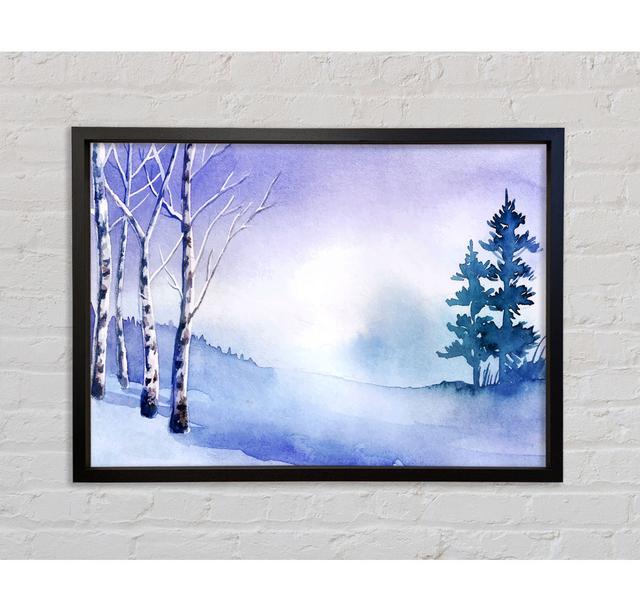 Purple Silver Birch Winter - Single Picture Frame Art Prints on Canvas Marlow Home Co. Size: 84.1cm H x 118.9cm W x 3.3cm D on Productcaster.