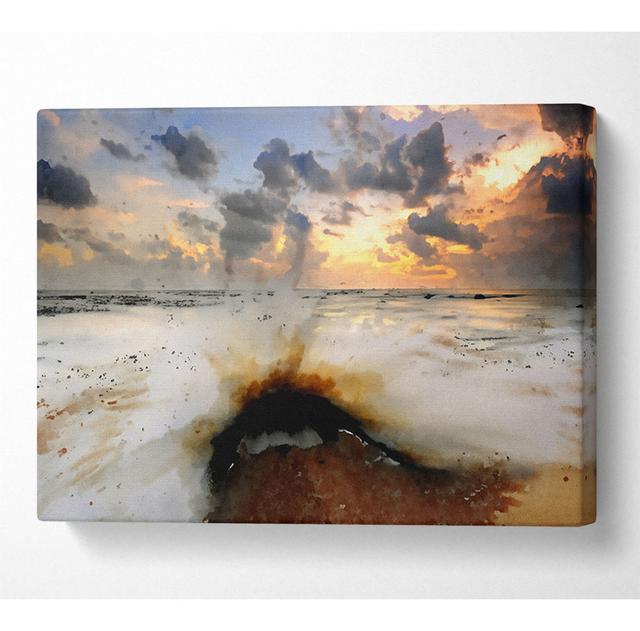 Sea Wave - Wrapped Canvas Art Prints House of Hampton Size: 81cm H x 121.9cm W x 10cm D on Productcaster.