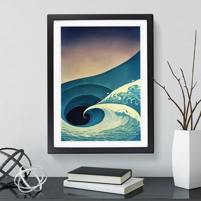 Heart Of The Ocean Wave Abstract - Single Picture Frame Print ClassicLiving Size: 34cm H x 25cm W x 2cm D, Frame Colour: Black on Productcaster.