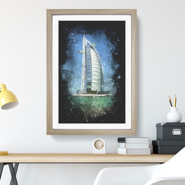 The Burj Al Arab in Dubai Vol.2 Paint Splash - Picture Frame Graphic Art East Urban Home Frame Option: Oak Framed, Size: 36cm H x 27cm W x 2cm D on Productcaster.