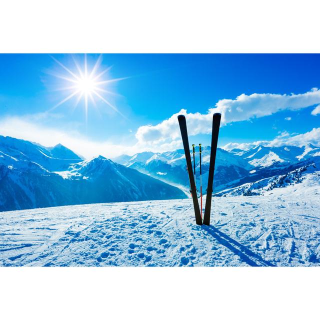 Skis And Poles On Top Of Ski Resort by Mbbirdy - No Frame Art Prints on Canvas Alpen Home Size: 51cm H x 76cm W on Productcaster.