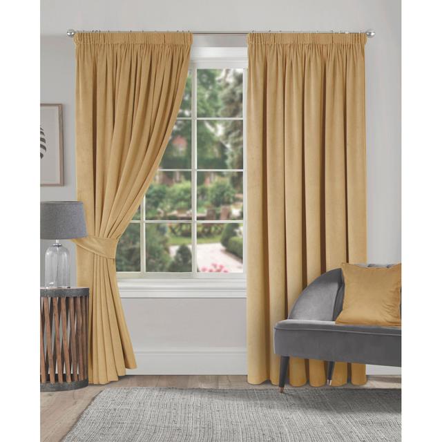 Aquavia Pencil Pleat Room Darkening Curtains Fairmont Park Colour: Gold, Panel Size: 165 cm x 137 cm on Productcaster.