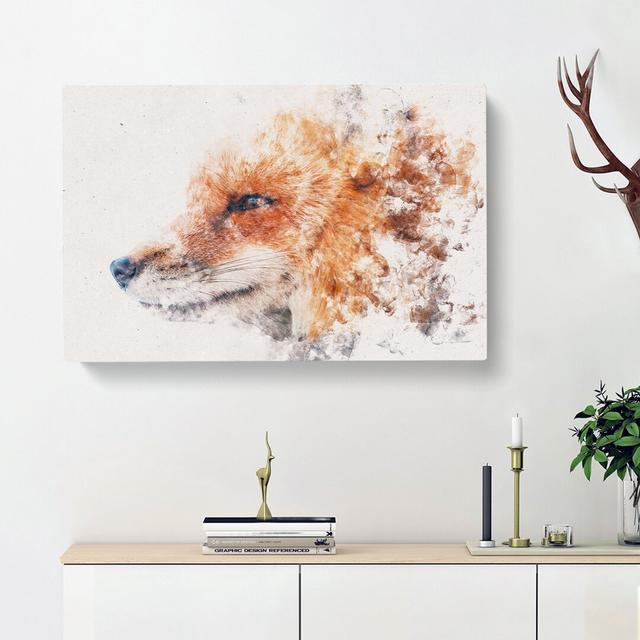 Profile of a Red Fox Watercolour - Wrapped Canvas Graphic Art Print East Urban Home Size: 40cm H x 60cm W x 3cm D on Productcaster.