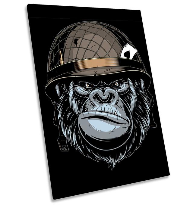 Army Monkey Helmet - Wrapped Canvas Graphic Art Happy Larry Size: 91.4cm H x 61cm W x 4cm D on Productcaster.