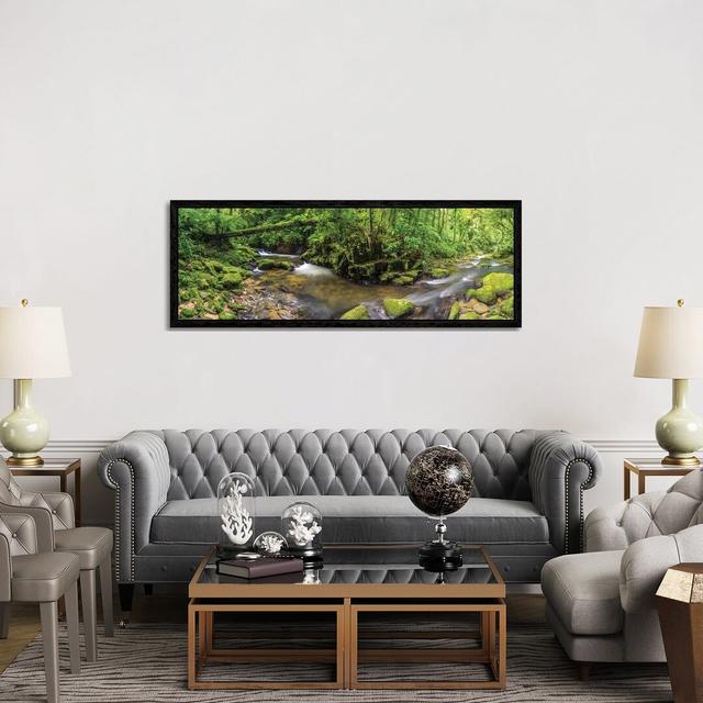 Jungle Panorama I by Glauco Meneghelli - Print on Canvas Union Rustic Format: Black Floater Frame, Size: 50.8cm H x 152.4cm W x 3.81cm D on Productcaster.