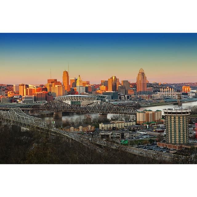 Cincinnati Skyline by Hstiver - Wrapped Canvas Photograph 17 Stories Size: 61cm H x 91cm W on Productcaster.