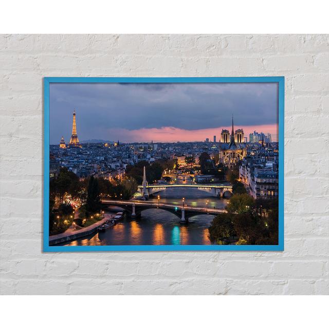 Eiffel Tower France 17 Latitude Run Format: Blue Framed Paper, Size: 59.7cm H x 84.1cm W x 2cm D on Productcaster.