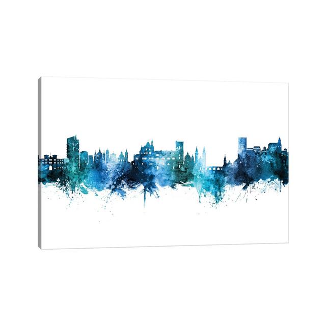 Granada Spain Skyline Blue Teal by Michael Tompsett - Wrapped Canvas Painting Latitude Run Size: 30.48cm H x 45.72cm W x 1.91cm D on Productcaster.