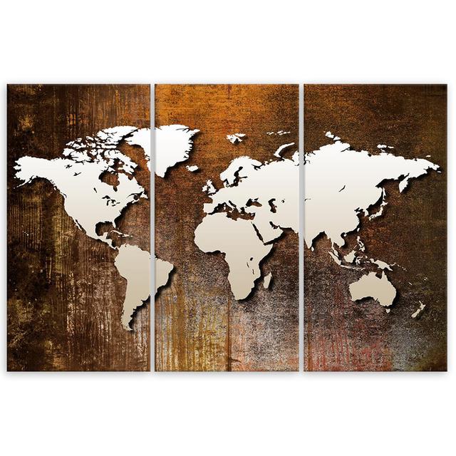 Leinwandbild World Map Vintage Brown Williston Forge Größe: 80 cm H x 120 cm B on Productcaster.