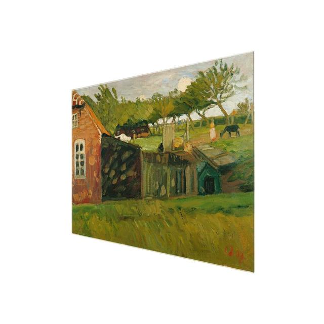 House with Stables by Otto Modersohn - Painting Print on Glass East Urban Home Size: 75cm H x 100cm W x 0.4cm D on Productcaster.