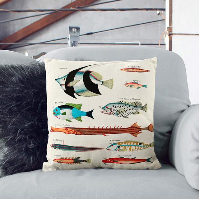 East Indies Fish Illustrations Fol. 3 by Louis Renard Cushion with Filling East Urban Home Backing Colour: Black, Size: 40cm H x 40cm W x 15cm D on Productcaster.