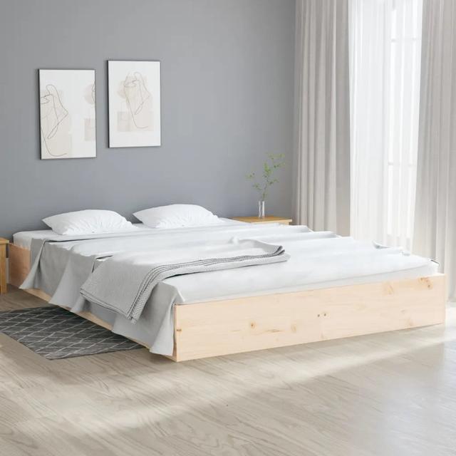 Bed Frame Solid Wood Latitude Run Colour: Brown, Size: European Kingsize (160 x 200 cm) on Productcaster.