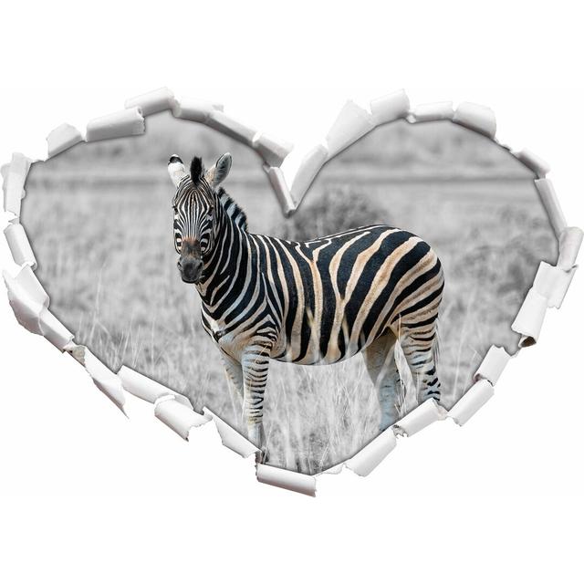 Wandtattoo Einzelnes Zebra im Wildgras East Urban Home Größe: 64,5 cm H x 92 cm B x 0,02 cm T on Productcaster.