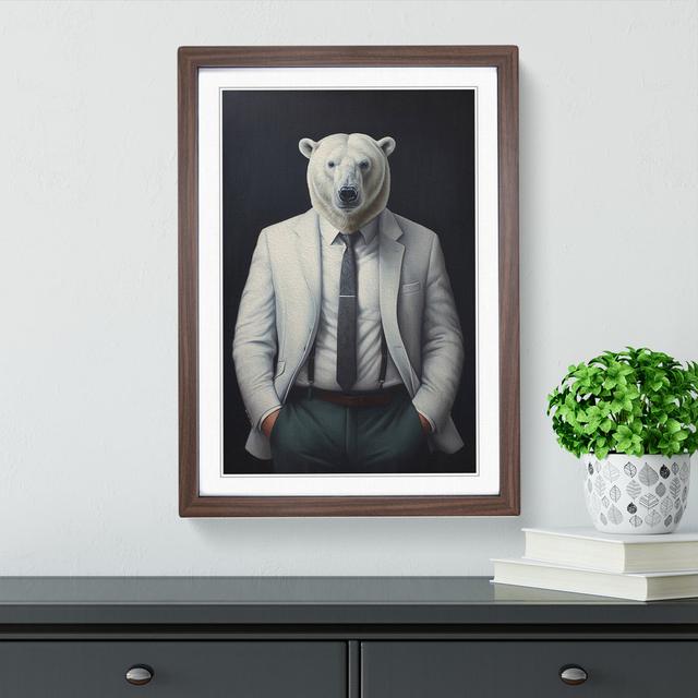 Polar Bear in a Suit Painting No.4 Happy Larry Size: 64" H x 46" W x 2" D, Format: Walnut on Productcaster.