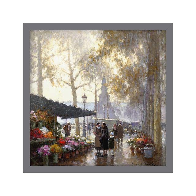 The Flower Market by Gaston De Latouche - Picture Frame Painting Rosalind Wheeler Size: 30cm H x 30cm W x 2cm D, Frame Option: Grey Framed on Productcaster.