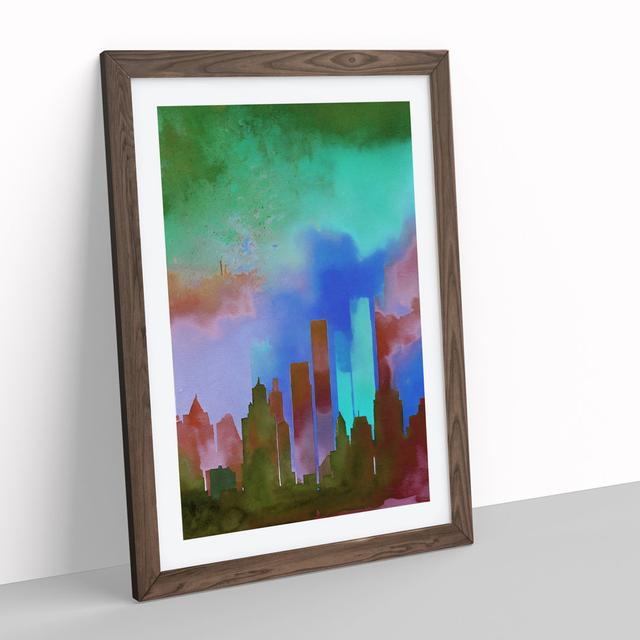 XV1022-3309X Painted City Skyline No.3 Abstract - Picture Frame Graphic Art Borough Wharf Size: 46cm H x 34cm W x 2cm D, Format: Walnut on Productcaster.