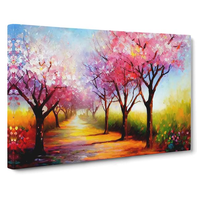 Cherry Blossom Tree Park Vol.7 - Wrapped Canvas Painting Marlow Home Co. on Productcaster.