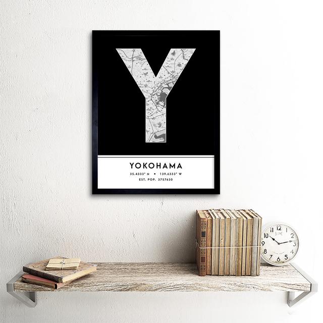 Yokohama Japan City Map - Single Picture Frame Typography Wee Blue Coo on Productcaster.