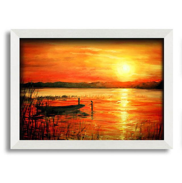 Margarito Row Boat on the Sunset Waters - Single Picture Frame Art Prints Alpen Home Size: 29.7cm H x 42cm W x 10cm D on Productcaster.