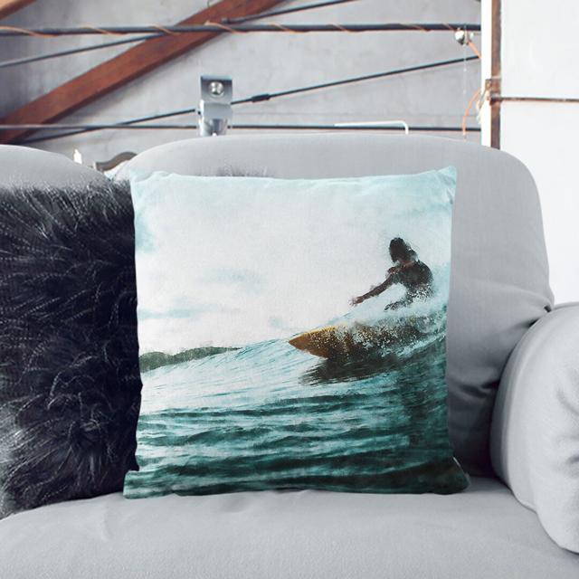 Surfing in Indonesia Painting Cushion with Filling East Urban Home Size: 55cm H x 55cm W x 20cm D, Backing Colour: White on Productcaster.