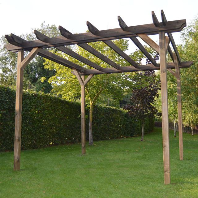 Randi Manufactured Wood Pergola Dakota Fields Size: 270cm H x 240cm W x 240cm D, Finish: Rustic Brown on Productcaster.