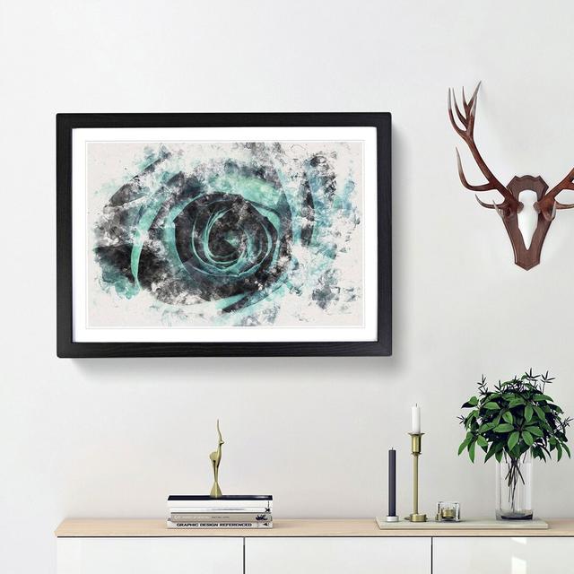 A Teal Rose Watercolour - Picture Frame Graphic Art Print East Urban Home Frame Option: Black Framed, Size: 40cm H x 60cm W x 2cm D on Productcaster.