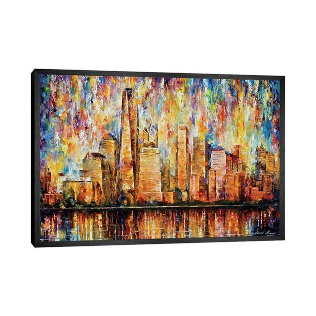 New York City by Leonid Afremov - Painting on Canvas 17 Stories Format: Black Framed Canvas, Size: 101.6cm H x 152.4cm W x 3.81cm D on Productcaster.