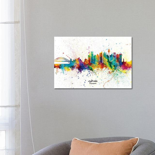 Sydney Australia Skyline Splash by Michael Tompsett - Wrapped Canvas Print Latitude Run Size: 45.72cm H x 66.04cm W x 1.91cm D on Productcaster.