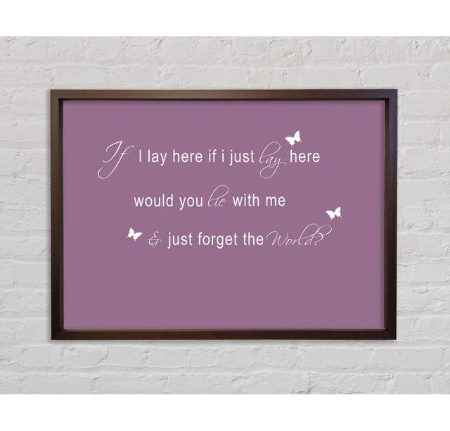 Music Quote If I Lay Here Snow Patrol 2 Dusty Pink - Single Picture Frame Typography on Canvas Bright Star Size: 59.7cm H x 84.1cm W on Productcaster.